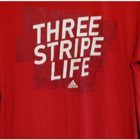 Adidas 3 Three Stripe Life T-Shirt Size XL Red - Picture 2 of 5